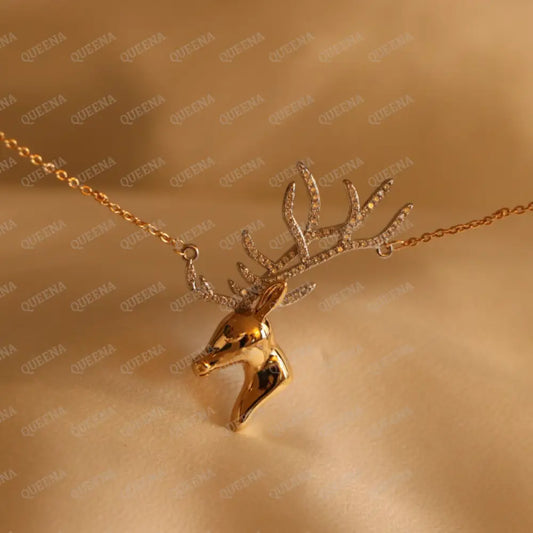 Holiday Elegant Golden Deer Necklace Necklaces