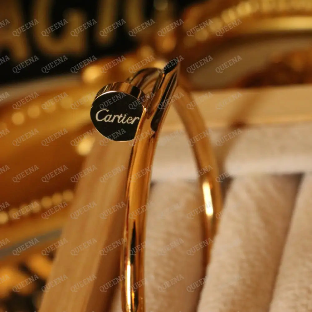 Iconic Classic Wide Plain Nail Bangle Bracelet - High Quality 18k Gold Plated Statement Piece Bracelet