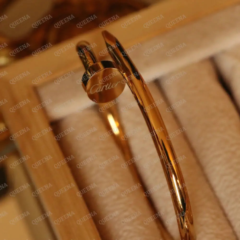Iconic Classic Wide Plain Nail Bangle Bracelet - High Quality 18k Gold Plated Statement Piece Bracelet