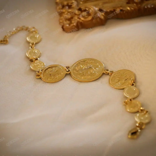 Iconic Gold Multi Sizes Lyra Coins Chain Bracelet