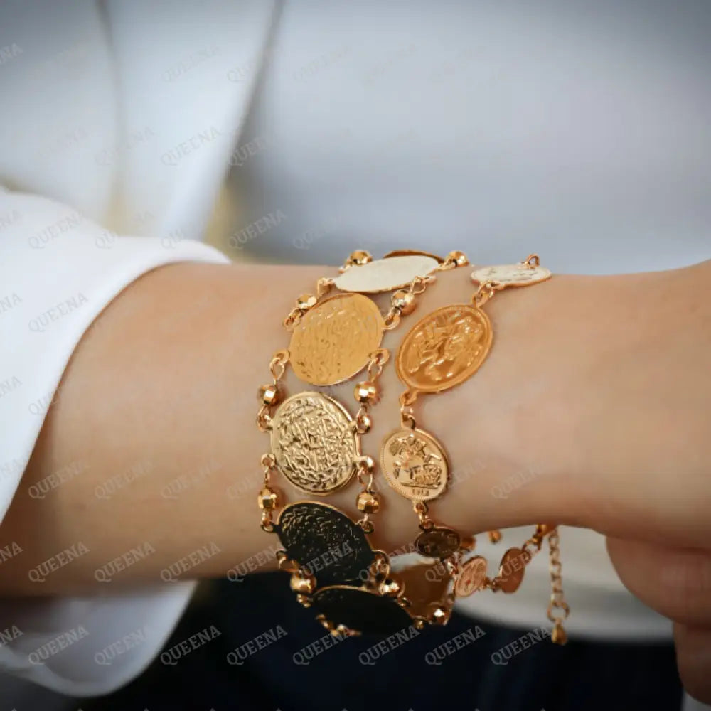 Iconic Gold Multi Sizes Lyra Coins Chain Bracelet