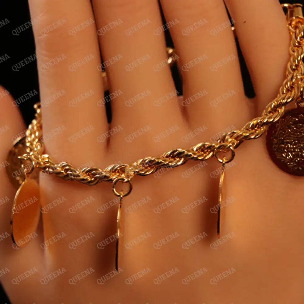 Iconic Golden Multi Lyra Coins Rope Bracelet Bracelet