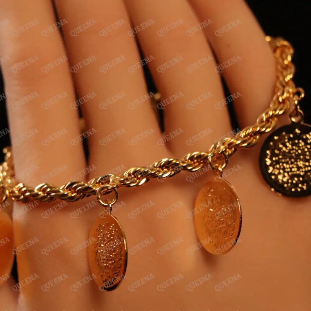 Iconic Golden Multi Lyra Coins Rope Bracelet Bracelet