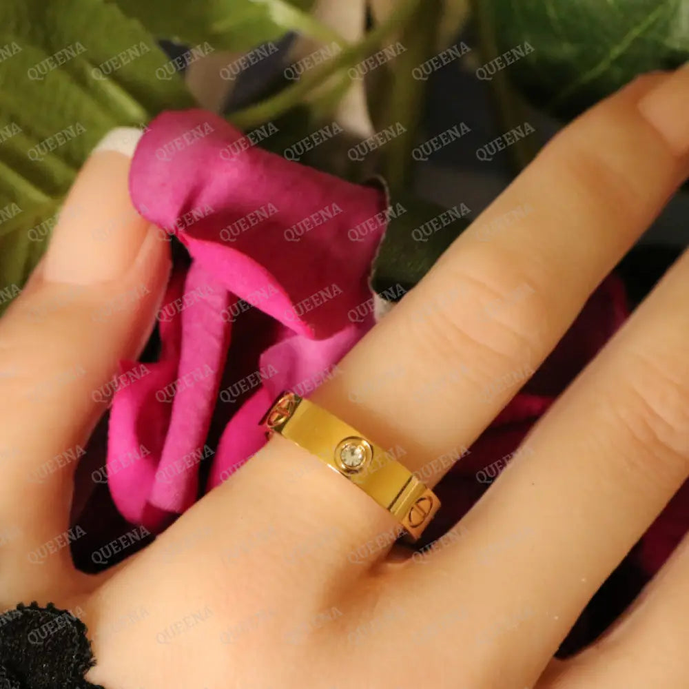Iconic LOVE Ring with Crystal Diamonds Rings