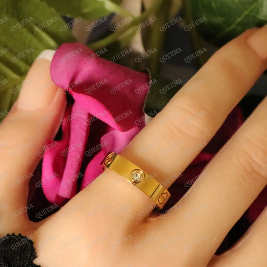 Iconic LOVE Ring with Crystal Diamonds Rings
