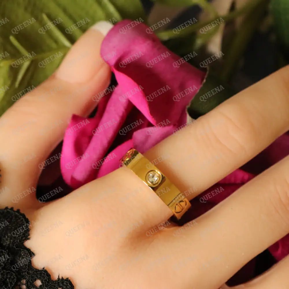 Iconic LOVE Ring with Crystal Diamonds Rings