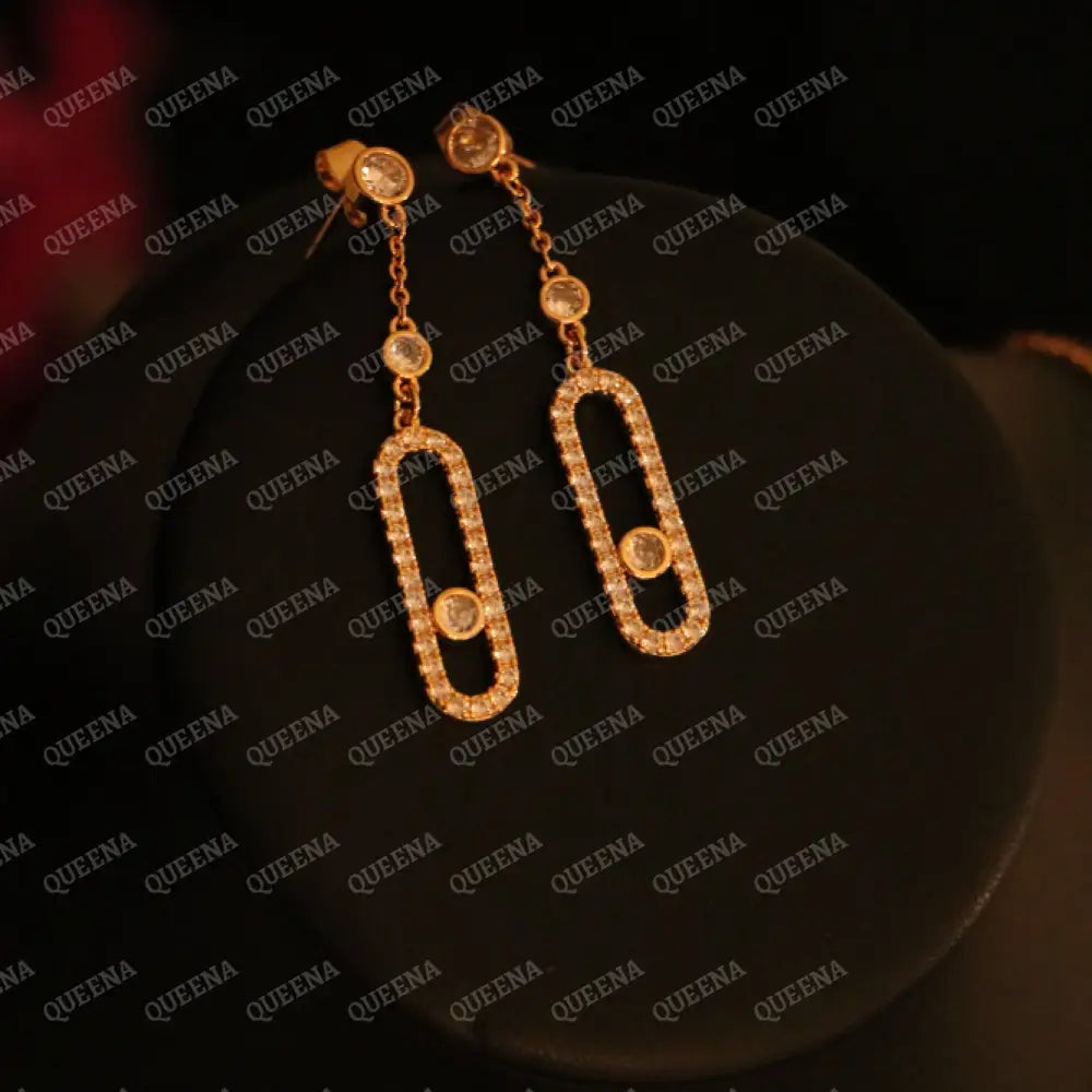 Iconic Messika Jewelry Set Studded with Full Zircon (Double Layer Necklace + Earrings) - Jewelry Sets