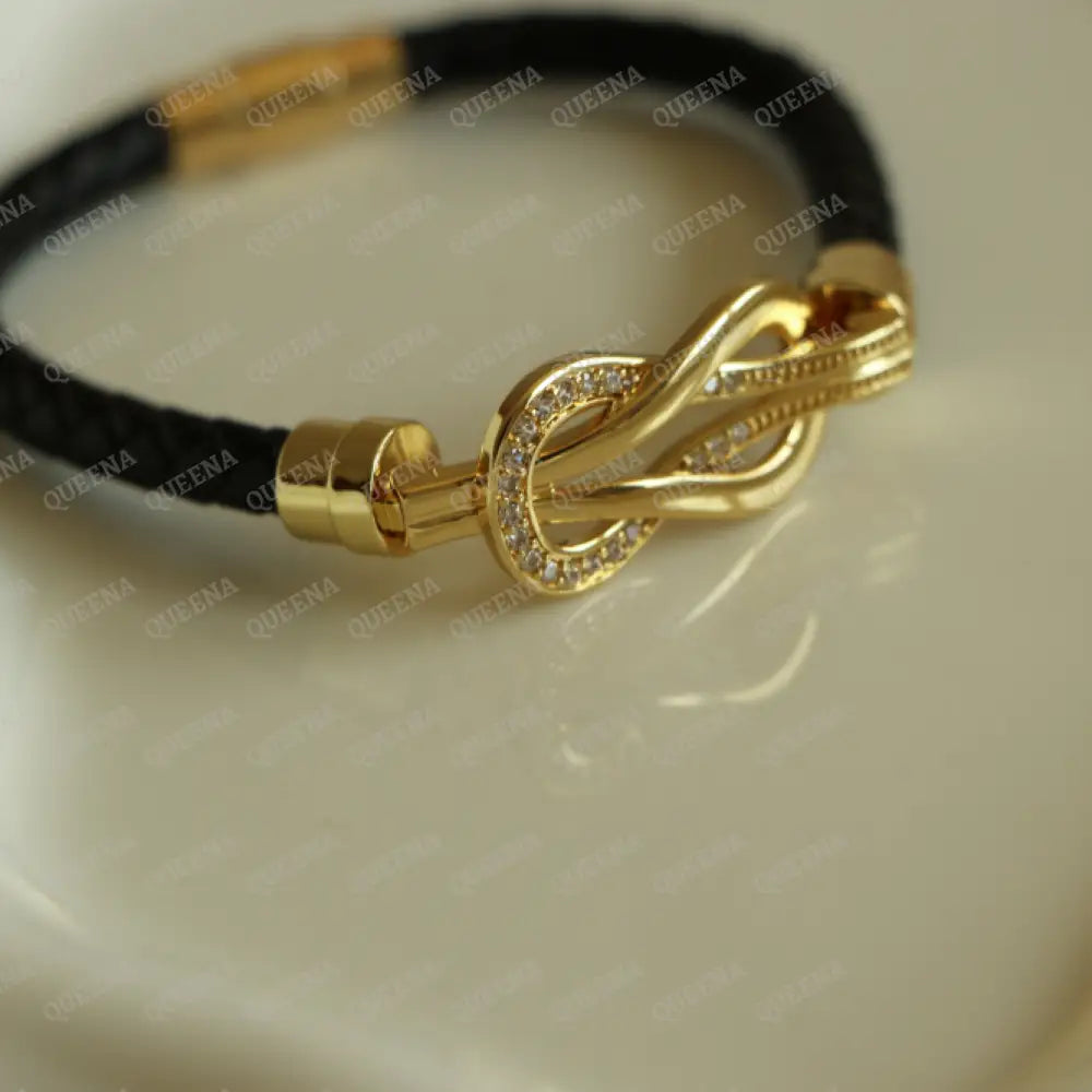 Juliana Black Leather Bangle Bracelet