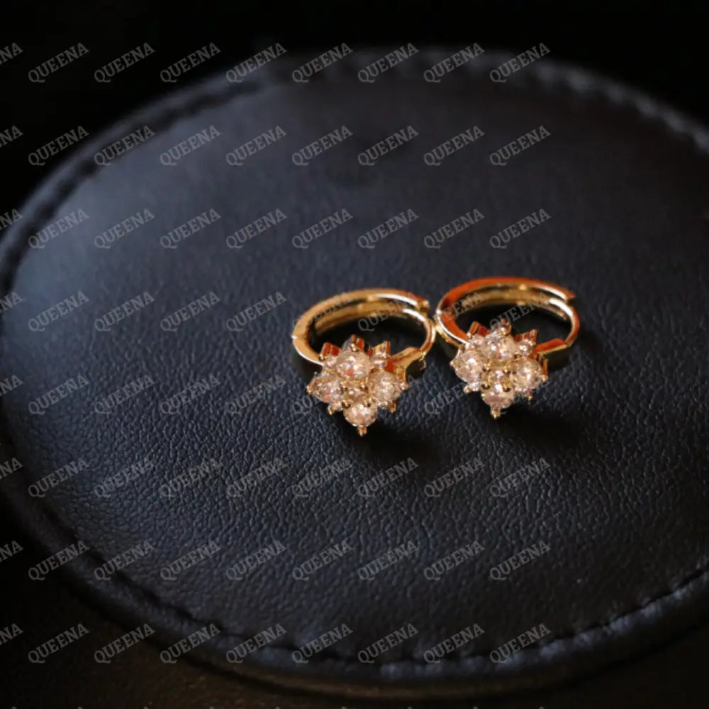 LAMAR Flower Crystal Hoop Earrings Earrings