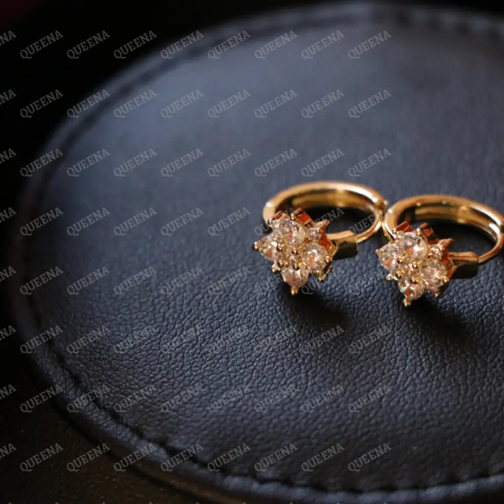 LAMAR Flower Crystal Hoop Earrings Earrings