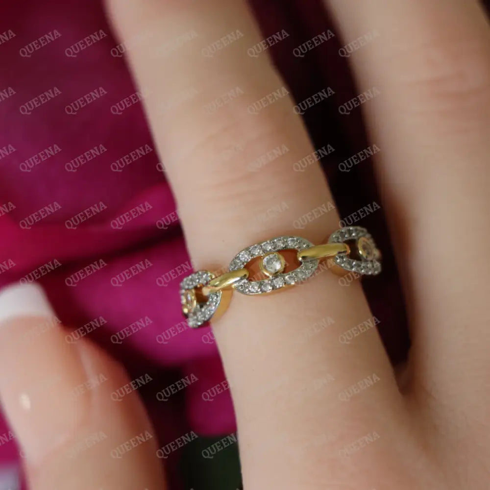 Layana Mix Gold with Silver Ring Studded with Full Zircon - Adjustable (Free Size) Rings
