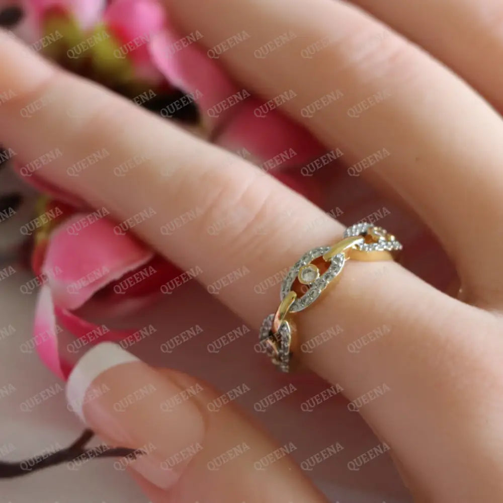 Layana Mix Gold with Silver Ring Studded with Full Zircon - Adjustable (Free Size) Rings