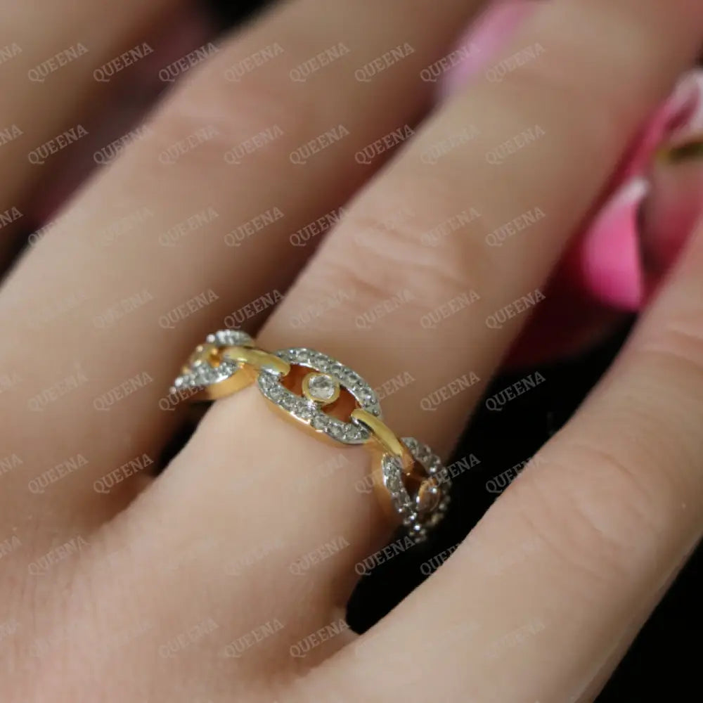 Layana Mix Gold with Silver Ring Studded with Full Zircon - Adjustable (Free Size) Rings