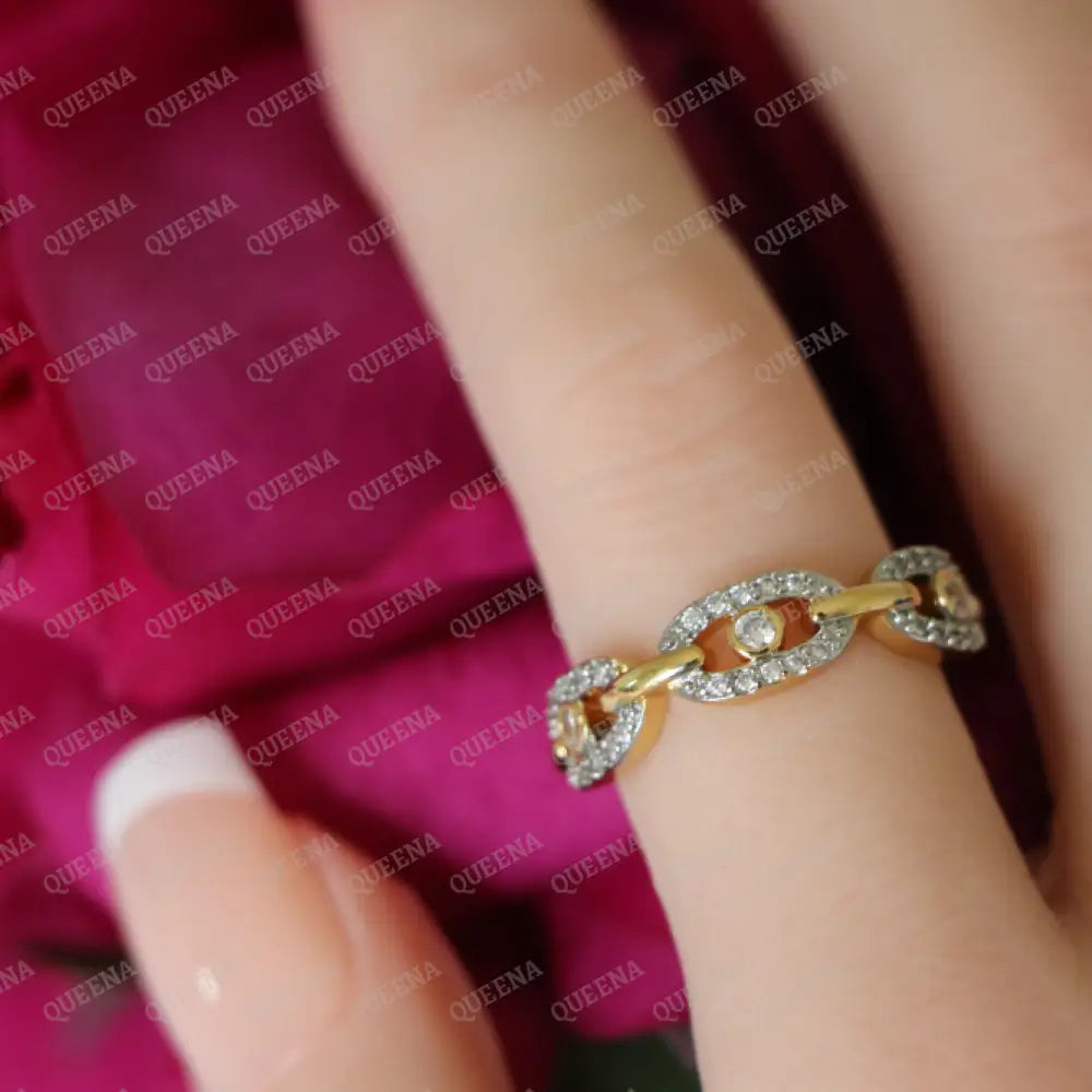 Layana Mix Gold with Silver Ring Studded with Full Zircon - Adjustable (Free Size) Rings