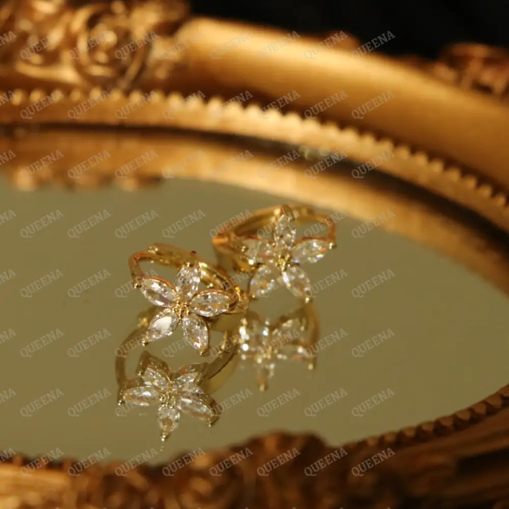 LUNA Flower Crystal Hoop Earrings earrings