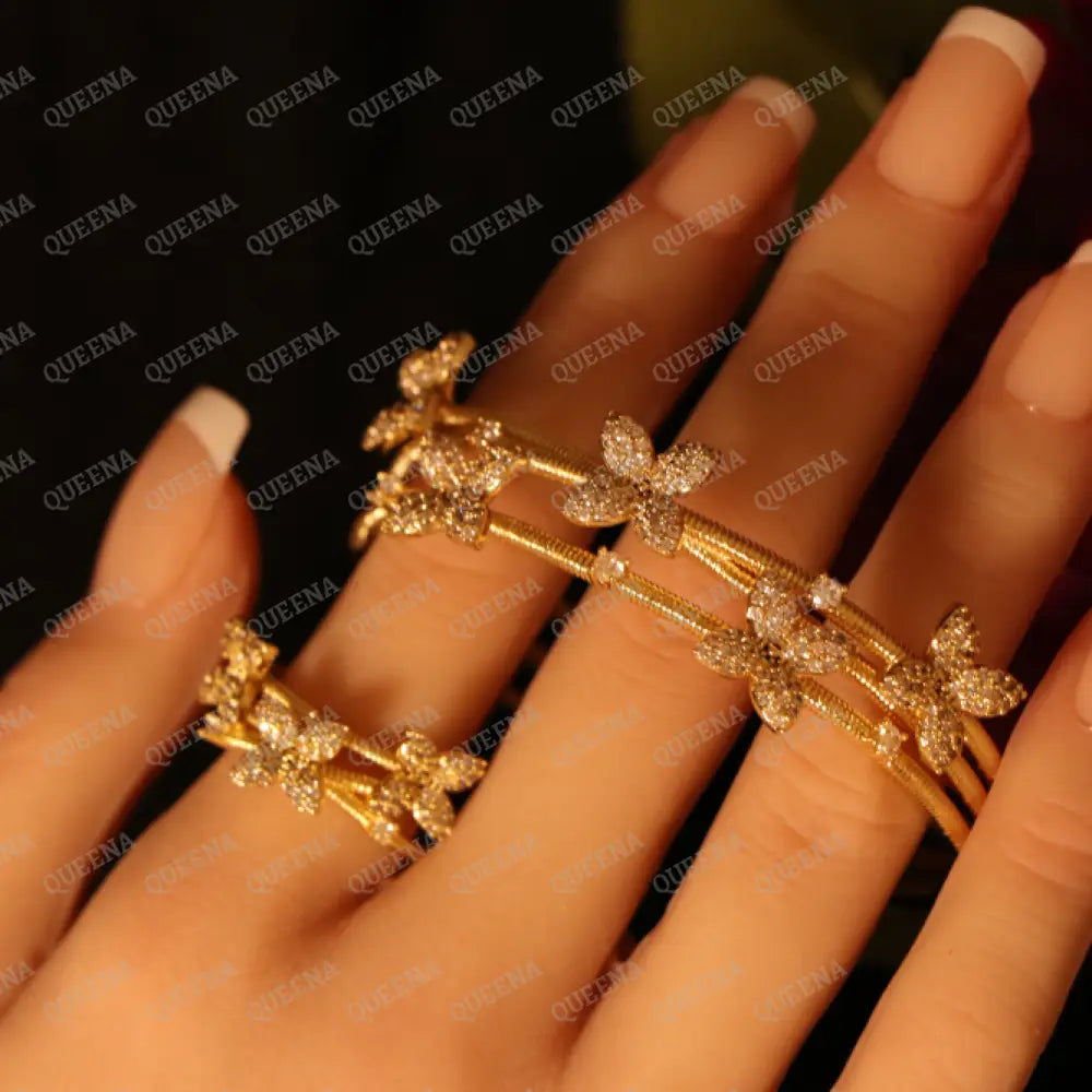Luxe 3D FLORA Set Stud with Zircon Stones - High Quality 18k Gold Plated Statement Design - Jewelry Sets