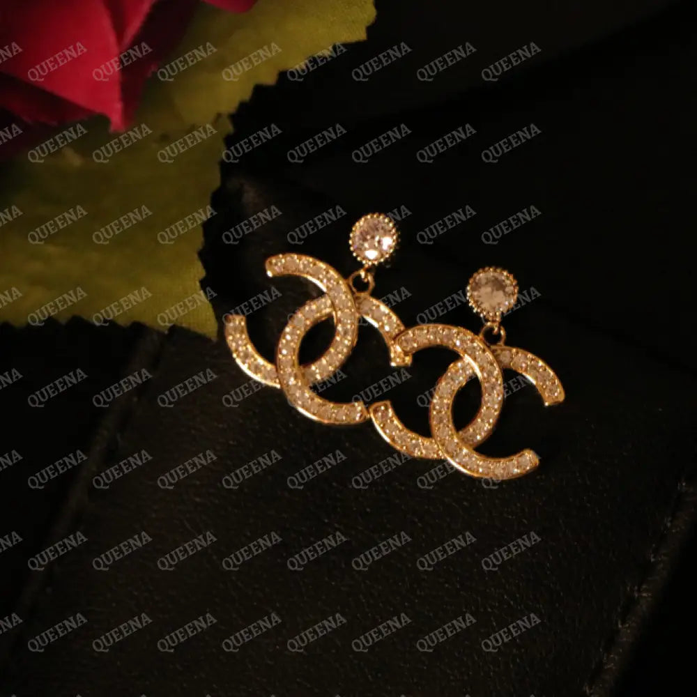 LUXE CH Stud Earrings Studded with Full Zircons earrings