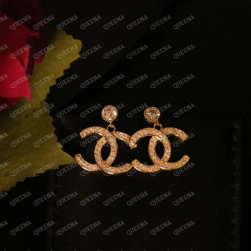 LUXE CH Stud Earrings Studded with Full Zircons earrings