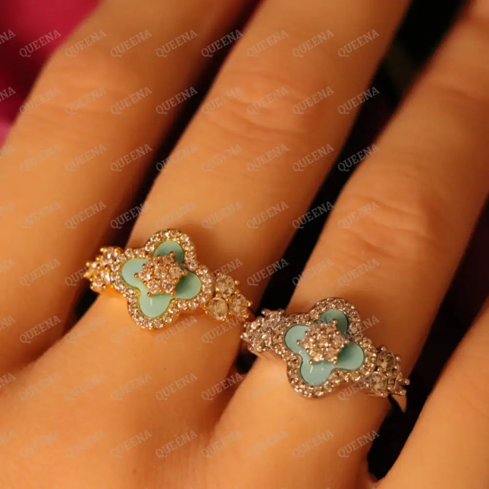 Luxe Floritta Ring Studded with Crystals- Adjustable (Free Size) - Rings