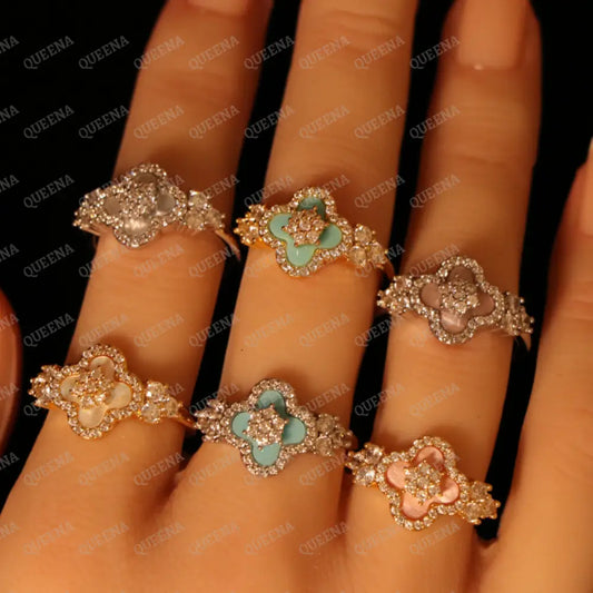 Luxe Floritta Ring Studded with Crystals- Adjustable (Free Size) - Rings