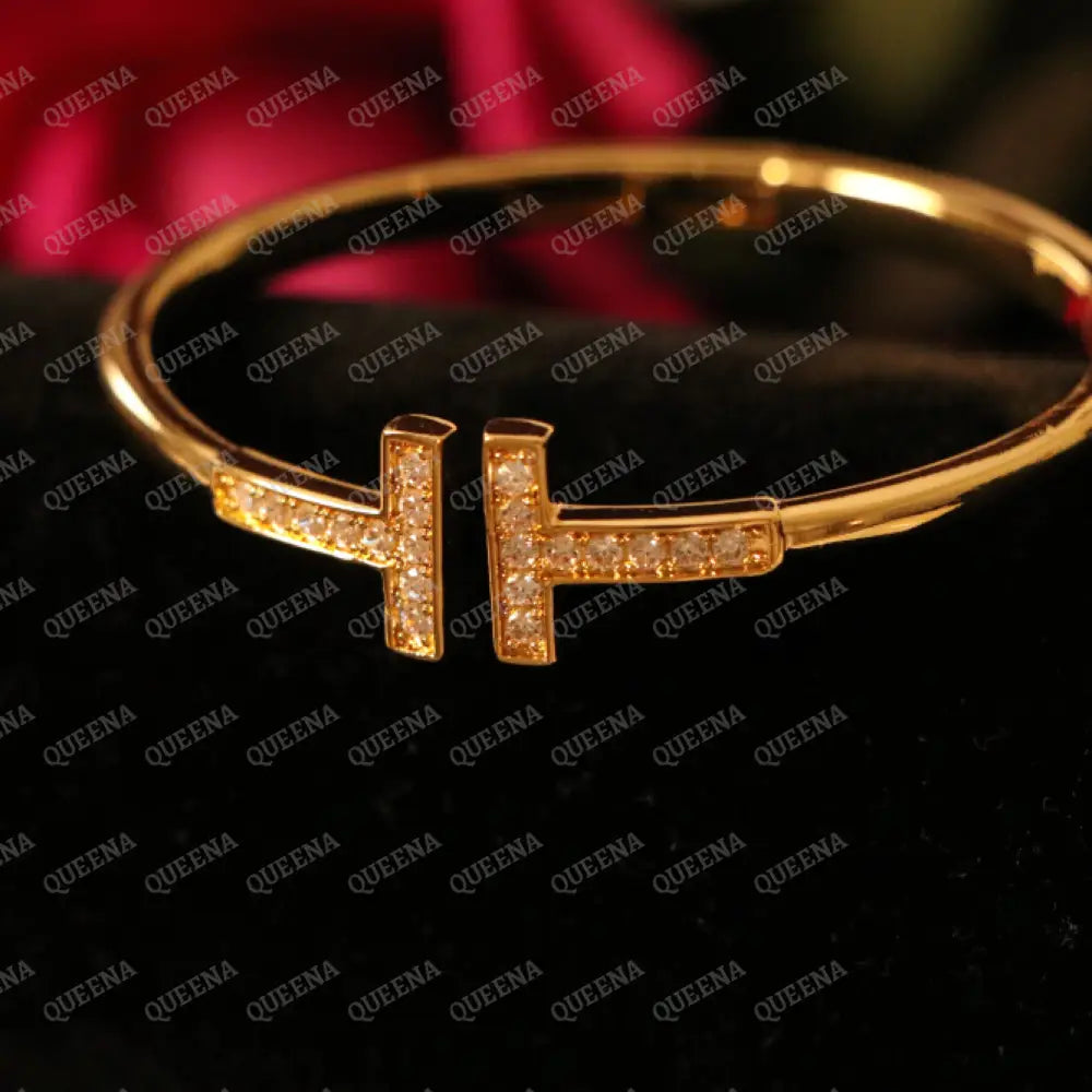 Luxe T- Wire Bangle Studded with Zircons Bracelet