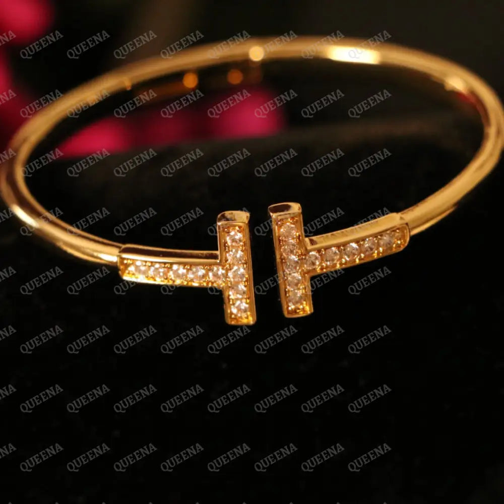 Luxe T- Wire Bangle Studded with Zircons Bracelet