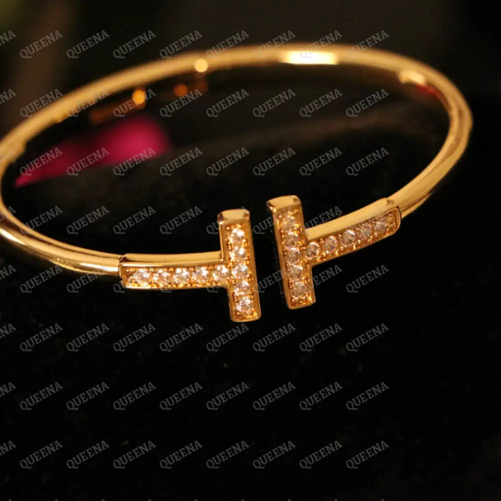 Luxe T- Wire Bangle Studded with Zircons Bracelet