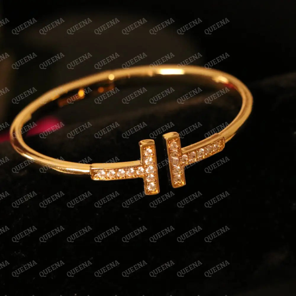 Luxe T- Wire Bangle Studded with Zircons Bracelet