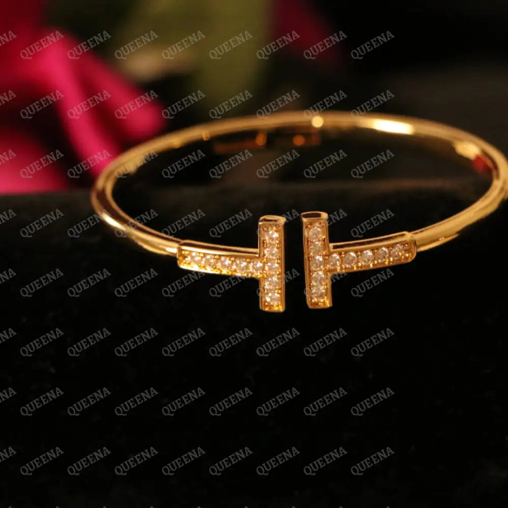 Luxe T- Wire Bangle Studded with Zircons Bracelet