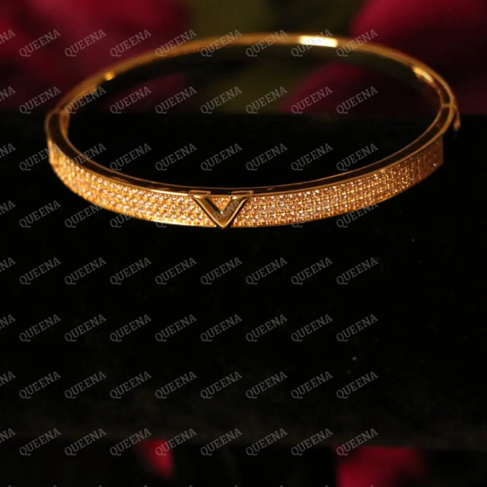 Luxe Valentina Bangle Bracelet Studded with Full Zircons Bracelet