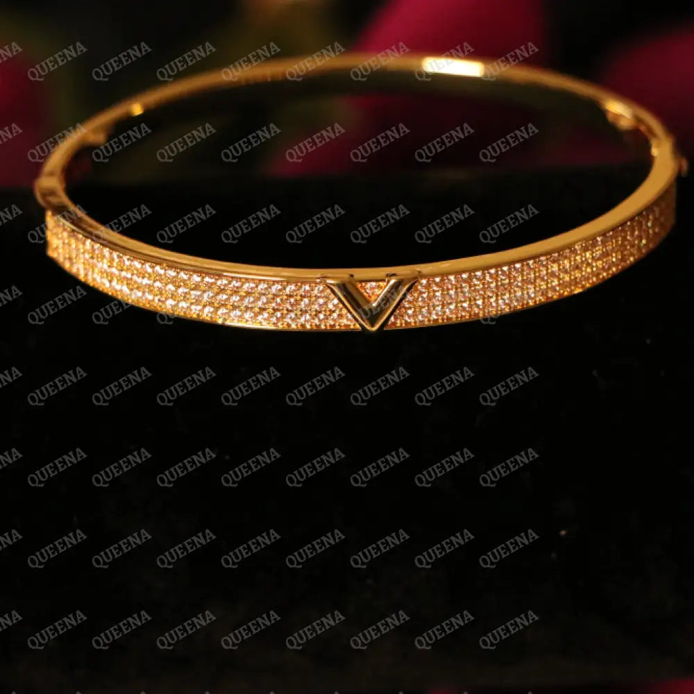Luxe Valentina Bangle Bracelet Studded with Full Zircons Bracelet