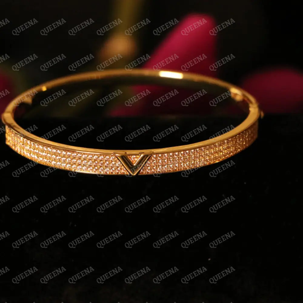 Luxe Valentina Bangle Bracelet Studded with Full Zircons Bracelet