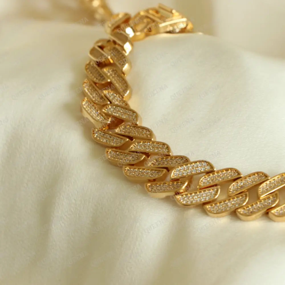 Luxurious Golden Janzeer Chain Bracelet Studded With Full Zircon