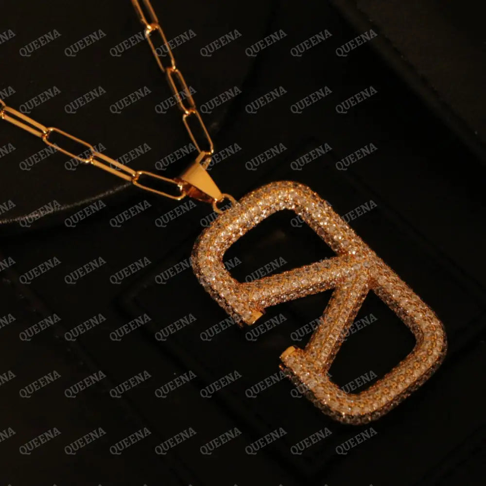 Luxurious Sparkle Valentina Big Pendant With Paperclip Chain Necklace Studded with Full Zircons Necklaces