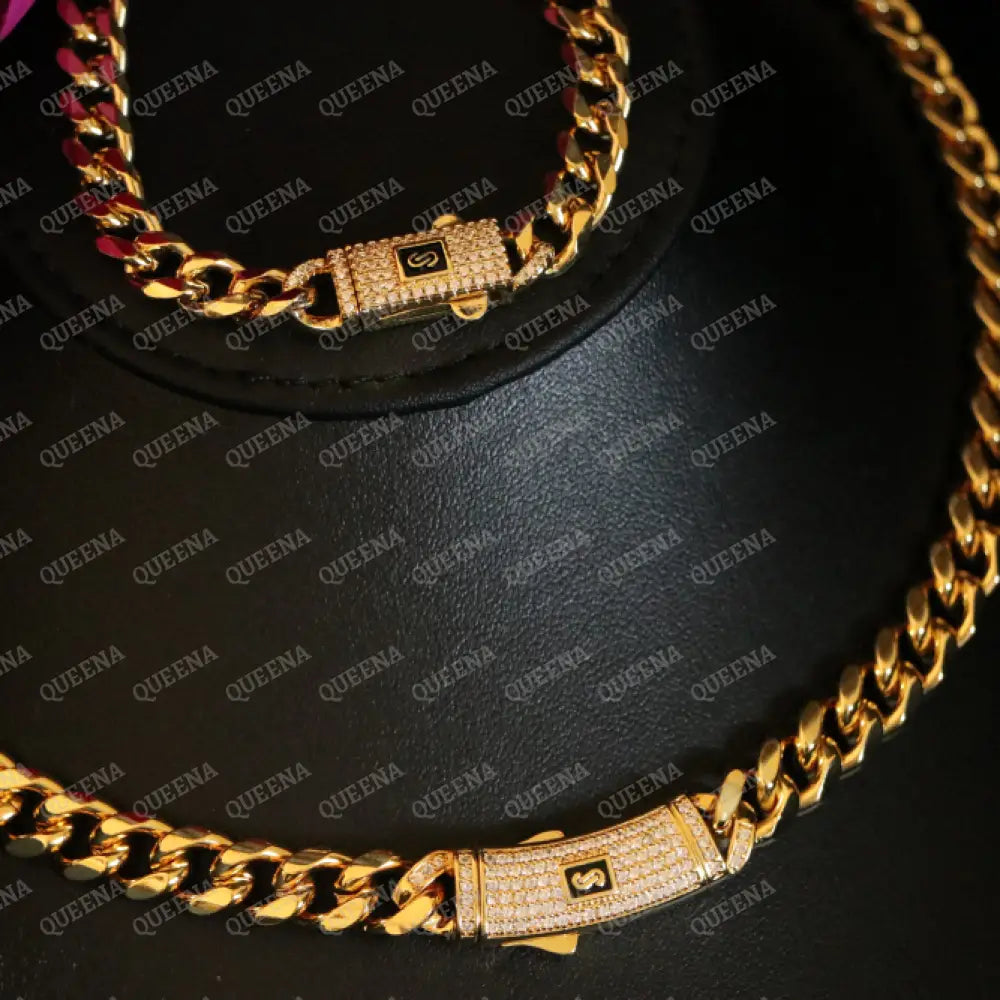 Luxury 18K Gold Plated MONACO Half JEWELRY SET Studded with Full Zircon (Necklace + Bracelet) Jewelry Sets