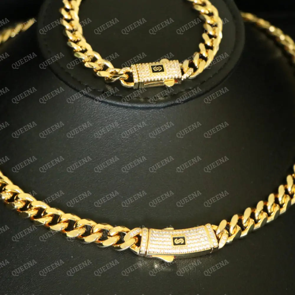 Luxury 18K Gold Plated MONACO Half JEWELRY SET Studded with Full Zircon (Necklace + Bracelet) Jewelry Sets