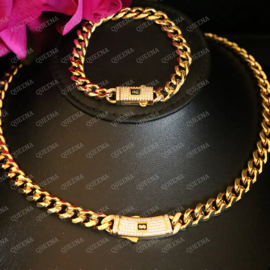 Luxury 18K Gold Plated MONACO Half JEWELRY SET Studded with Full Zircon (Necklace + Bracelet) Jewelry Sets