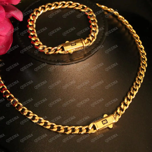 Luxury 18K Gold Plated Plain MONACO Half JEWELRY SET (Necklace + Bracelet) Jewelry Sets