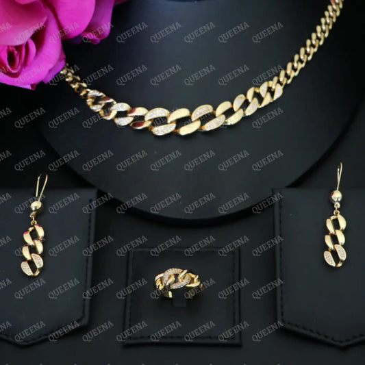 Luxury AL-Malekah Golden Janzeer Full JEWELRY SET - High Quality 21k Gold Plated Statement Piece Jewelry Sets