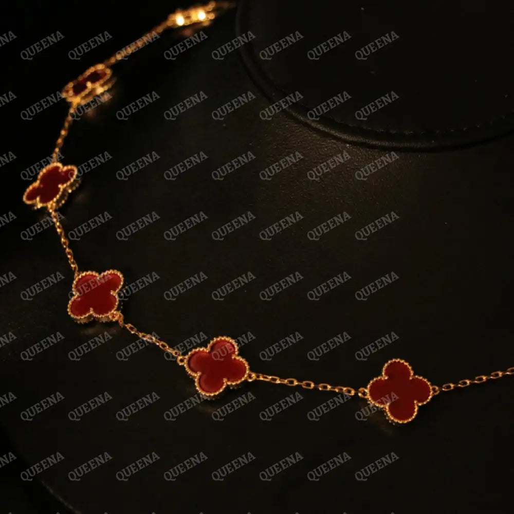 Luxury Burgundy CLOVER Choker Necklace with Multi Clovers Necklaces