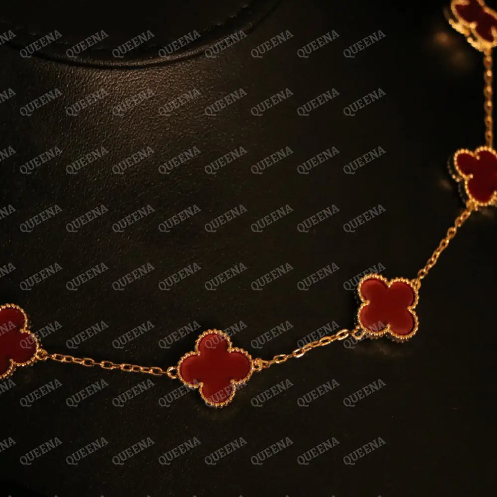 Luxury Burgundy CLOVER Choker Necklace with Multi Clovers Necklaces