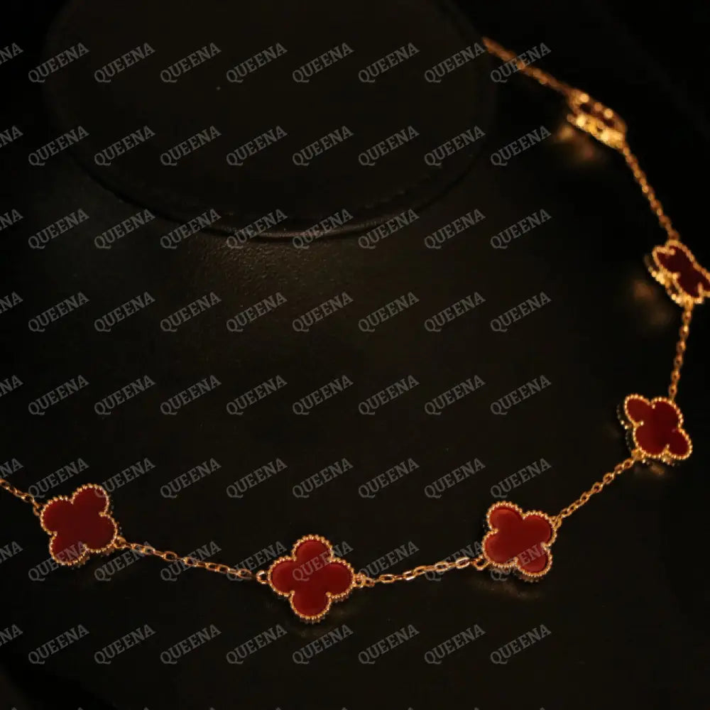 Luxury Burgundy CLOVER Choker Necklace with Multi Clovers Necklaces