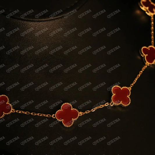 Luxury Burgundy CLOVER Choker Necklace with Multi Clovers Necklaces