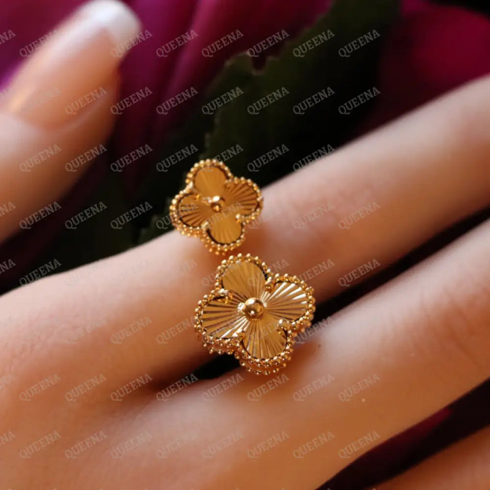 Luxury Clover RING - Between The Finger Ring - Adjustable (Free Size) Rings