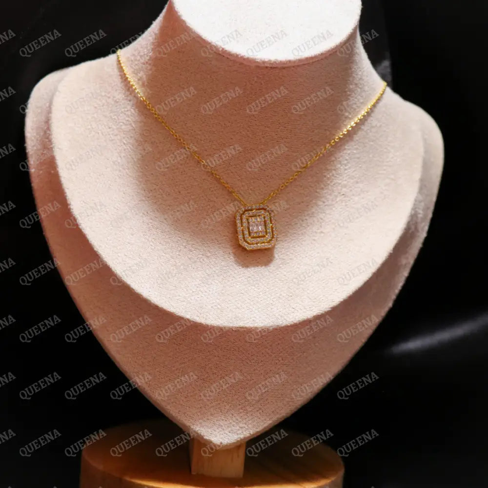 Luxury Crystal Zircon Square Pendant Necklace And Earring - Set Jewelry Sets