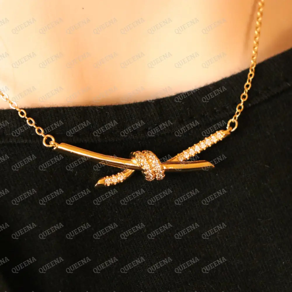 Luxury Dolley Knot Necklace Studded with Zircon Necklaces