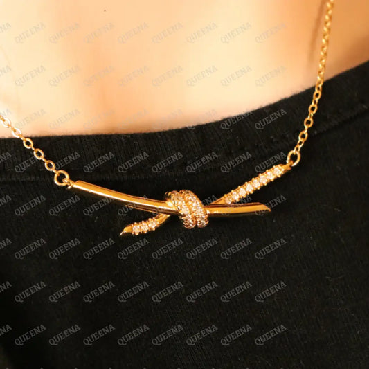 Luxury Dolley Knot Necklace Studded with Zircon Necklaces