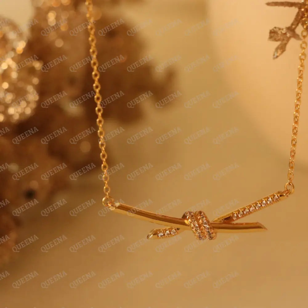 Luxury Dolley Knot Necklace Studded with Zircon Necklaces