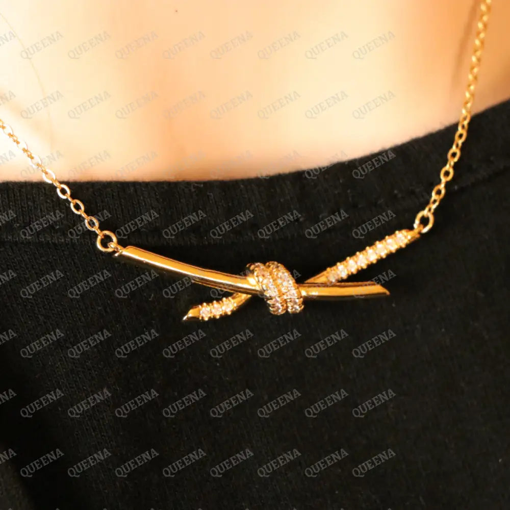 Luxury Dolley Knot Necklace Studded with Zircon Necklaces