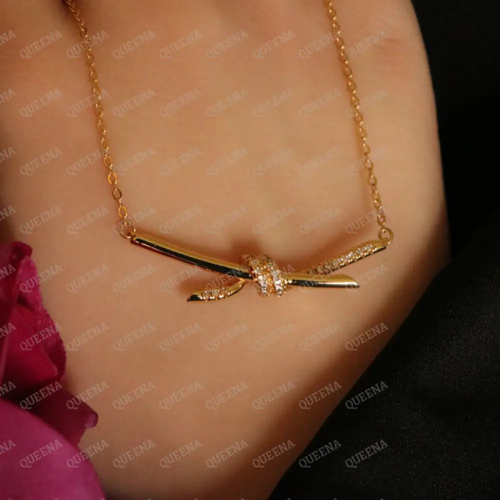 Luxury Dolley Knot Necklace Studded with Zircon Necklaces